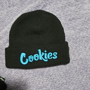 Cookies Kids Black Knit Hat with Blue Logo